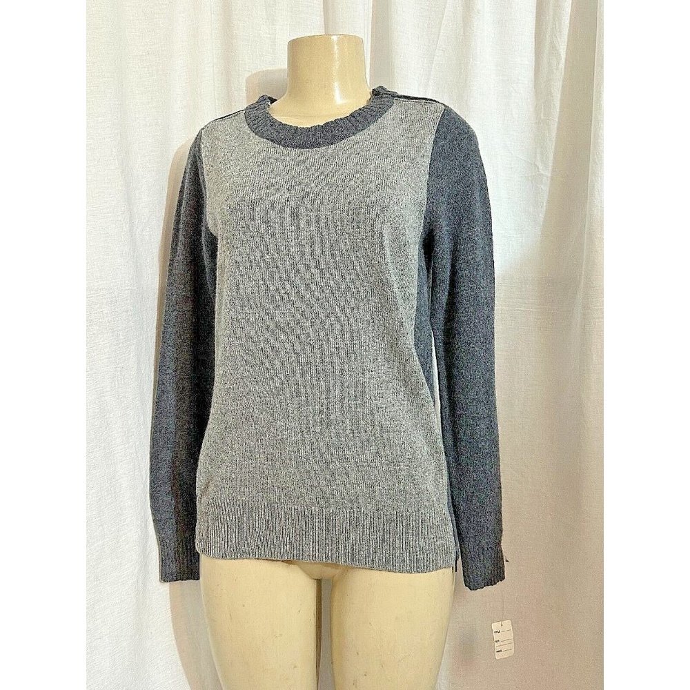 J. Crew Women's Sweater Wool Pullover Zipper Colorblock Gray & Gray Size S #1239